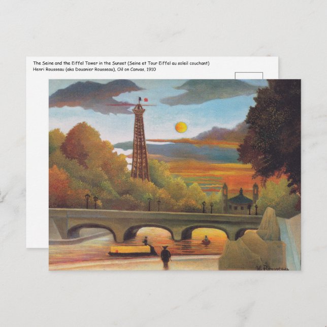 Henri Rousseau - Seine and Eiffel Tower in Sunset Postcard (Front/Back)