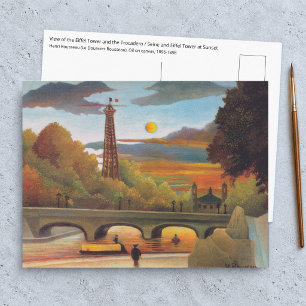 Henri Rousseau - Seine and Eiffel Tower in Sunset Postcard