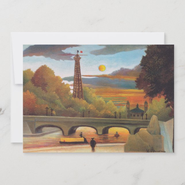 Henri Rousseau - Seine and Eiffel Tower in Sunset Thank You Card (Front)