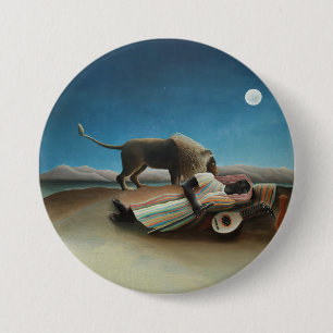 Henri Rousseau Sleeping Gypsy Lion Painting 7.5 Cm Round Badge