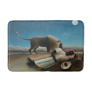 Henri Rousseau Sleeping Gypsy Lion Painting Bath Mat