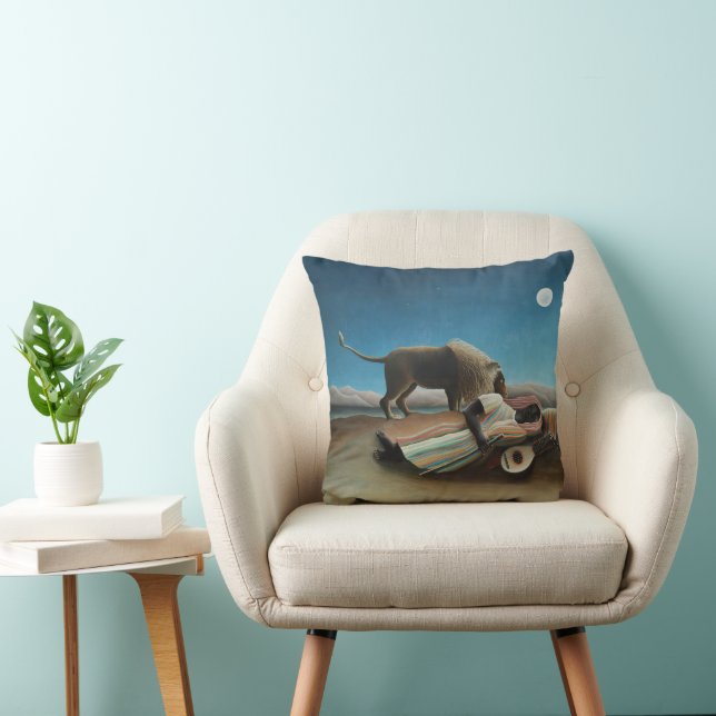 Henri Rousseau Sleeping Gypsy Lion Painting Cushion (Chair)