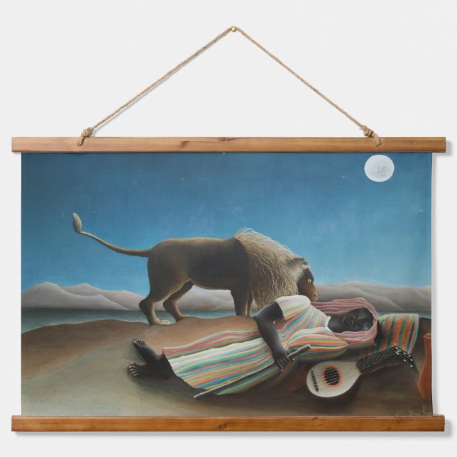 Henri Rousseau Sleeping Gypsy Lion Painting Hanging Tapestry (Front)