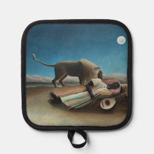 Henri Rousseau Sleeping Gypsy Lion Painting Pot Holder