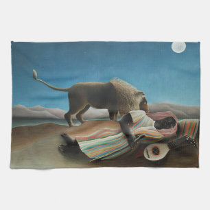 Henri Rousseau Sleeping Gypsy Lion Painting Tea Towel