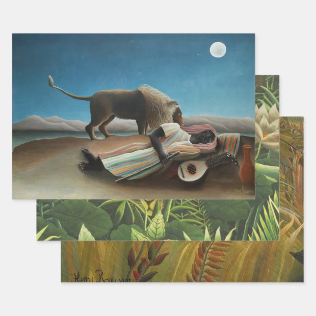 Henri Rousseau Sleeping Gypsy Lion Painting Wrapping Paper Sheet (Set)