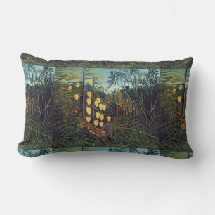 Henri Rousseau Struggle between Tiger and Bull Lumbar Cushion