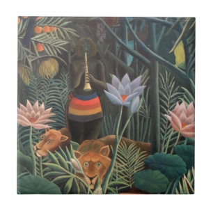 Henri Rousseau The Dream Jungle Flowers Naive Art Tile
