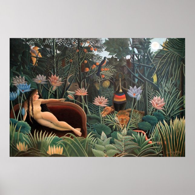 Henri Rousseau The Dream Jungle Flowers Painting Poster (Front)