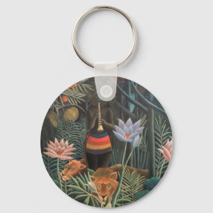 Henri Rousseau The Dream Jungle Flowers Surrealism Key Ring