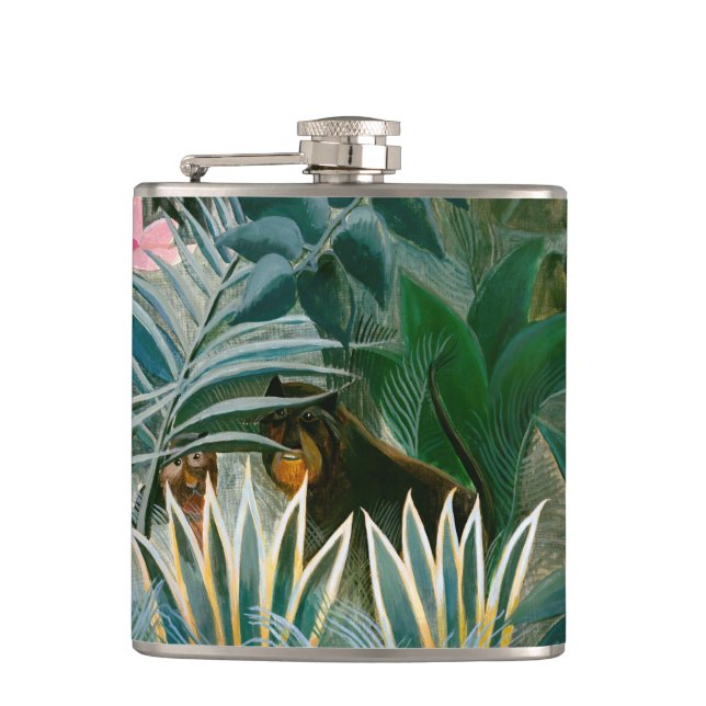 Henri Rousseau - The Equatorial Jungle Hip Flask (Front)