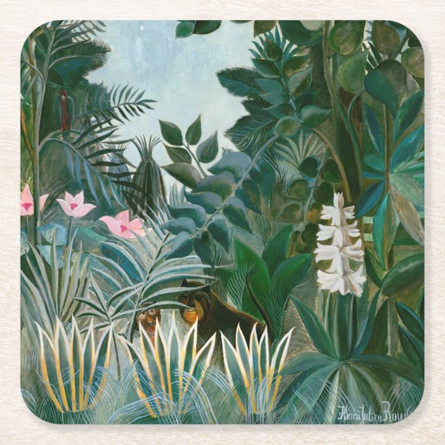 Henri Rousseau - The Equatorial Jungle Square Paper Coaster (Front)