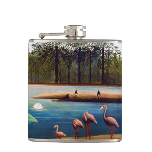 Henri Rousseau - The Flamingoes Hip Flask