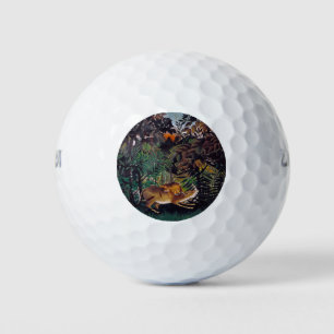 Henri Rousseau - The Hungry Lion Golf Balls