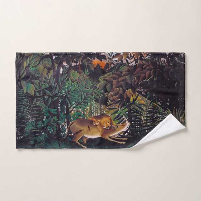 Henri Rousseau - The Hungry Lion Hand Towel (Hand Towel)