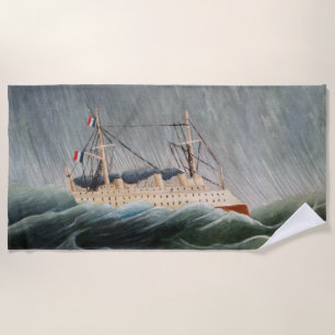 Henri Rousseau - The Ship in the Tempest Beach Towel