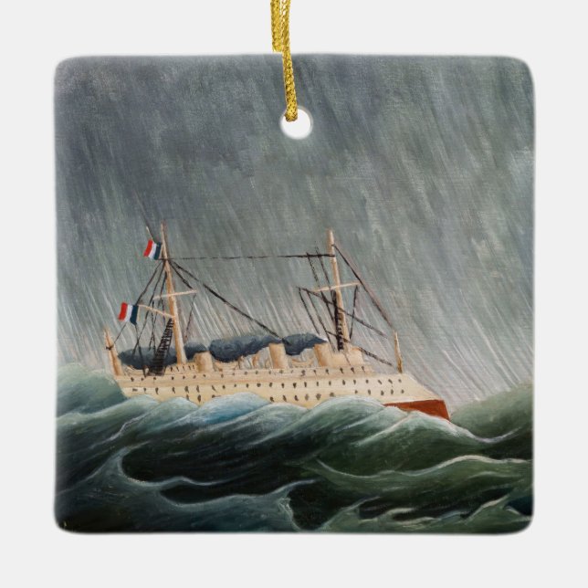 Henri Rousseau - The Ship in the Tempest Ceramic Ornament (Front)