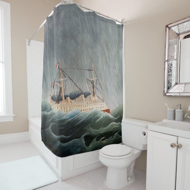Henri Rousseau - The Ship in the Tempest Shower Curtain (In Situ)