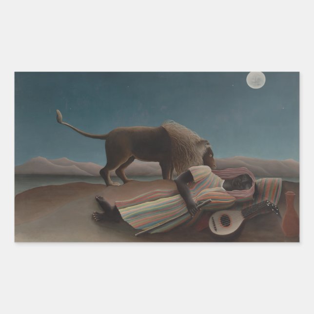 Henri Rousseau - The Sleeping Gypsy Rectangular Sticker (Front)