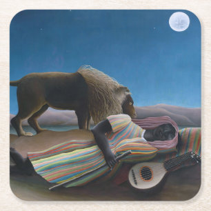 Henri Rousseau - The Sleeping Gypsy Square Paper Coaster