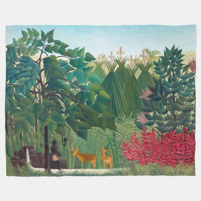 Henri Rousseau - The Waterfall Fleece Blanket (Front (Horizontal))