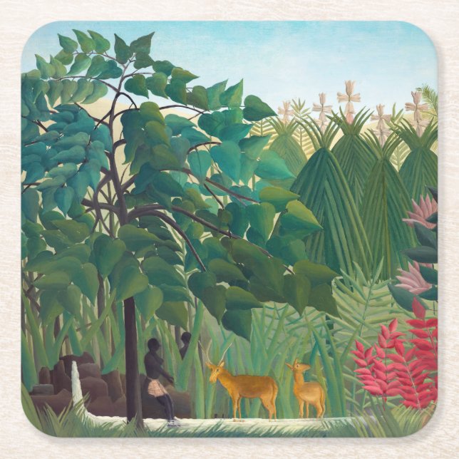 Henri Rousseau - The Waterfall Square Paper Coaster (Front)