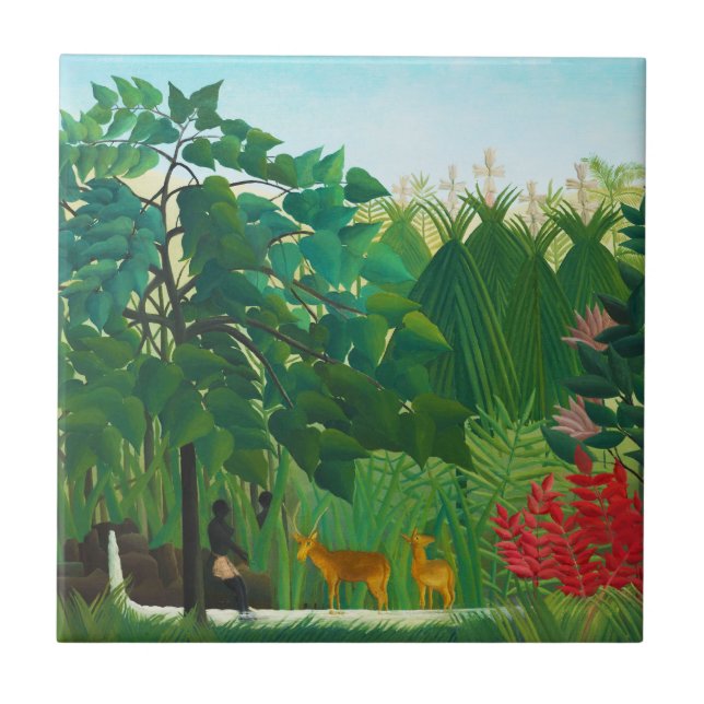 Henri Rousseau The Waterfall Tile (Front)