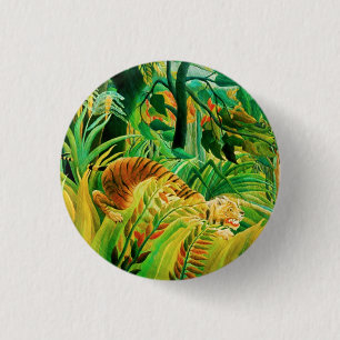 Henri Rousseau Tiger in a Tropical Storm Button