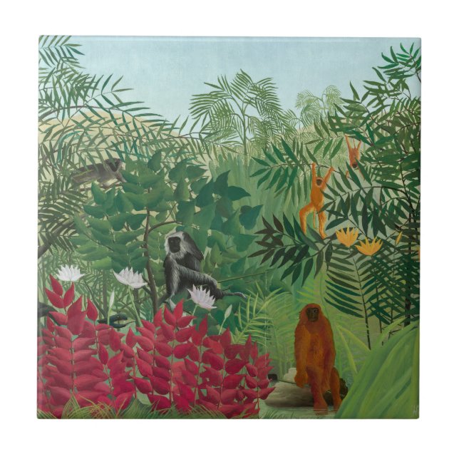 Henri Rousseau - Tropical Forest with Monkeys Tile (Front)