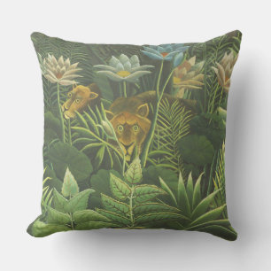 Henri Rousseau Tropical Jungle Lion Vintage Print Cushion