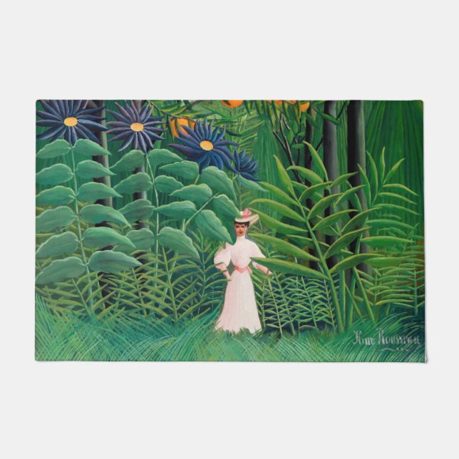 Henri Rousseau - Woman Walking in an Exotic Forest Doormat (Front)