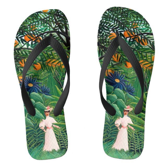 Henri Rousseau - Woman Walking in an Exotic Forest Jandals (Footbed)