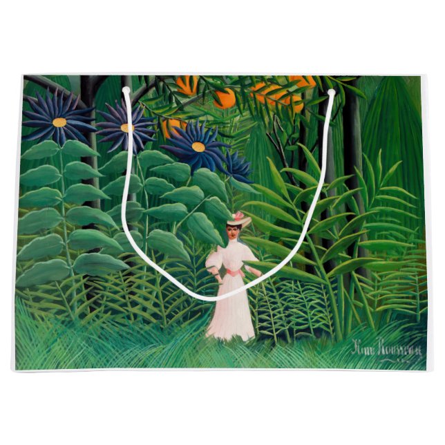 Henri Rousseau - Woman Walking in an Exotic Forest Large Gift Bag (Front)
