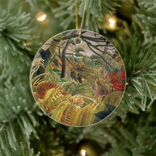 Henri Rousseau's Storm Tiger Jungle Retro Ornament