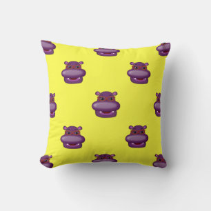 Henrietta Hippo Head Throw Pillow-Yellow Cushion