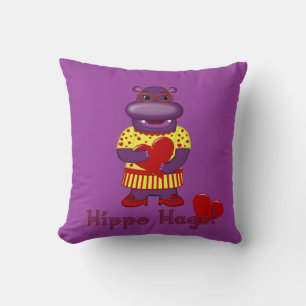 Henrietta Hippo Hugs Throw Pillow-Purple Cushion