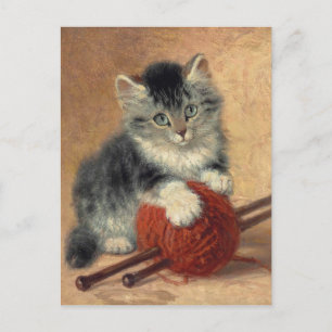 Henriëtte Ronner-Knip A kitten with a ball of wool Postcard