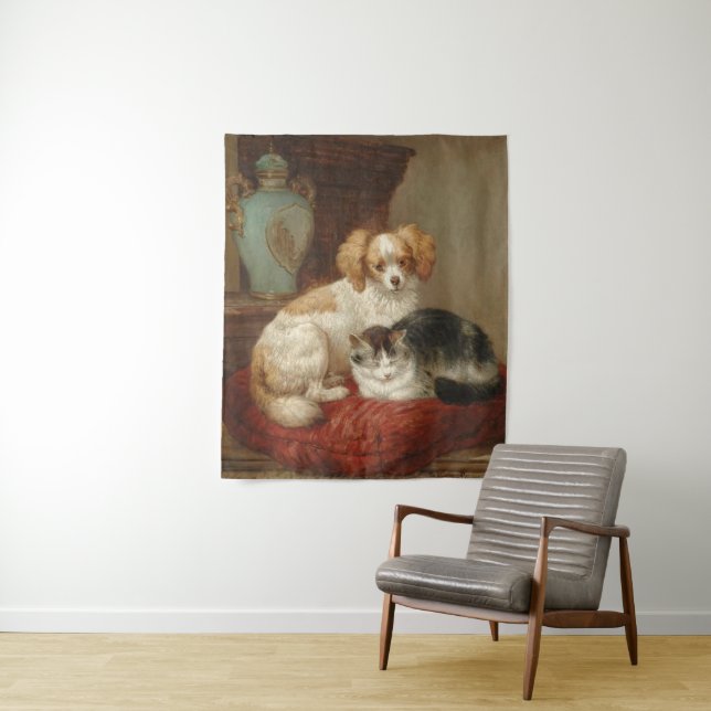 Henriëtte Ronner Knip's Best of Friends Painting Tapestry (In Situ)