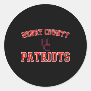 Henry County Patriots Logo Varsity Hs  Classic Round Sticker