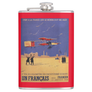 Henry Farman Flies at Issy-les-Moulineaux Hip Flask