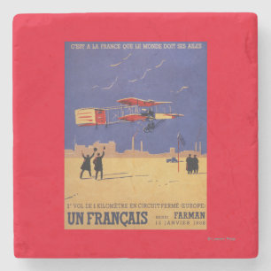 Henry Farman Flies at Issy-les-Moulineaux Stone Coaster