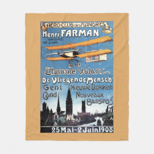 Henry Farman Flies the Flying Man Promo Poster Fleece Blanket