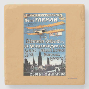 Henry Farman Flies the Flying Man Promo Poster Stone Coaster