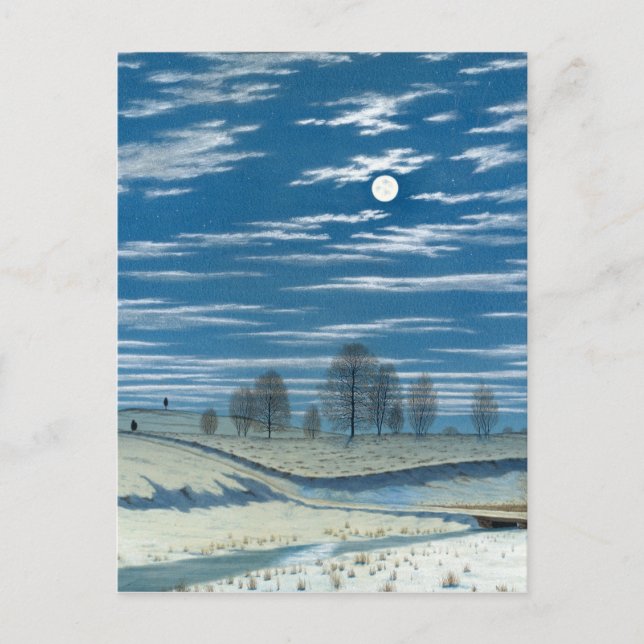 Henry Farrer Winter Scene in Moonlight Postcard (Front)