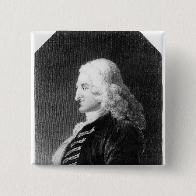 Henry Fielding  engraved by Samuel Freeman 15 Cm Square Badge (Front)