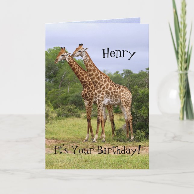 Henry "Go Wild" Happy Birthday Giraffes Card (Front)