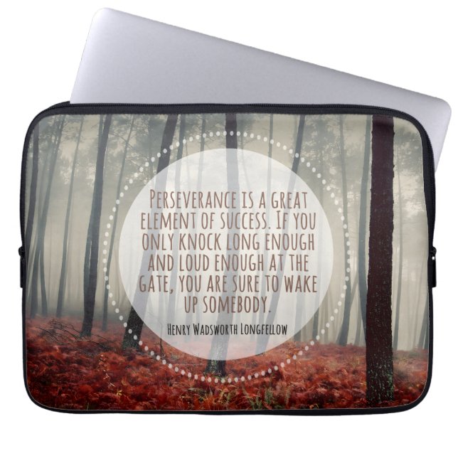Henry Longfellow Inspirational Quote Perseverance Laptop Sleeve (Front)