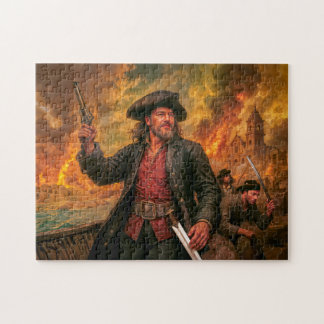 Henry Morgan Pirate Battle Portrait Jigsaw Puzzle