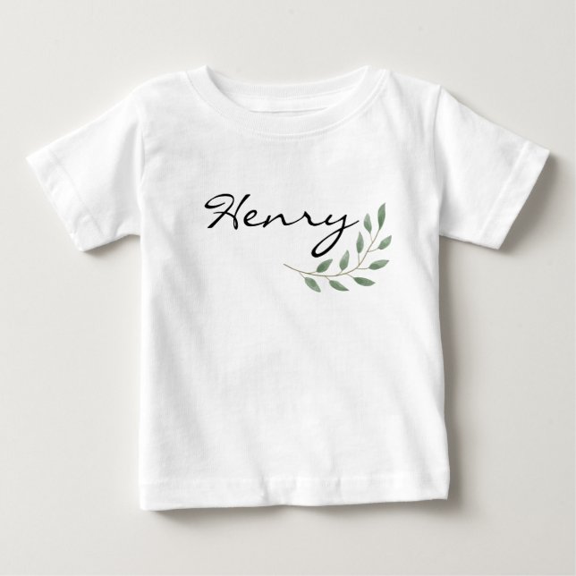 Henry Name Reveal Clothing Nature Leaf Botanical Baby T-Shirt (Front)