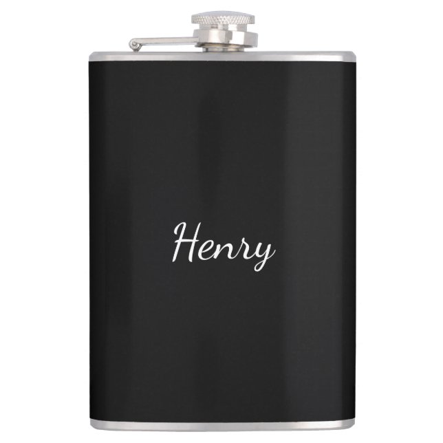 Henry Name typography Personalised Gift  Hip Flask (Front)